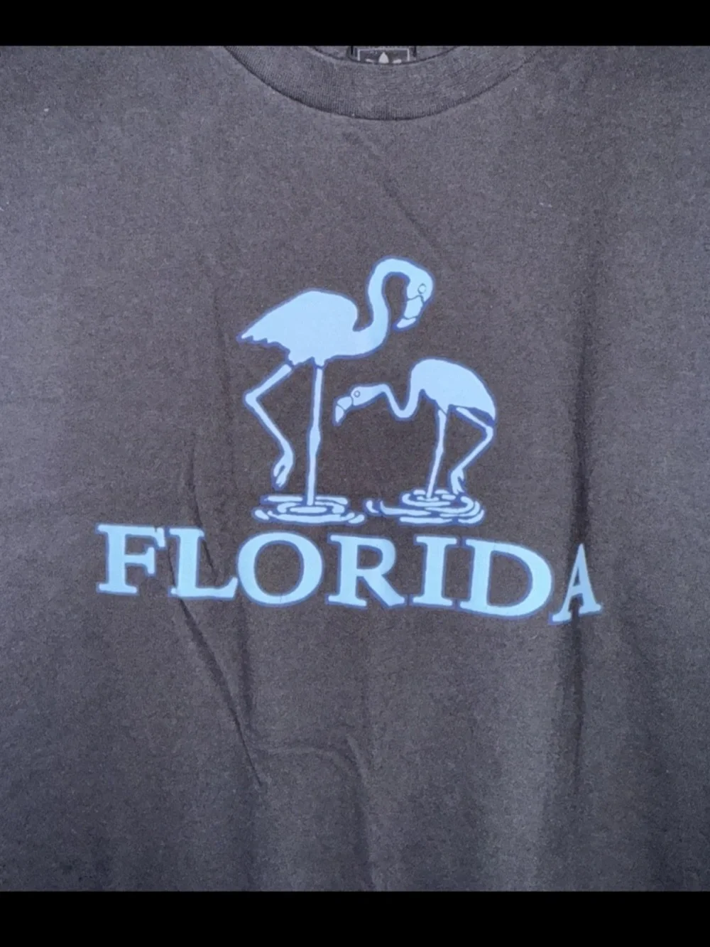 Florida Flamingo Graphic Tee - Black Crew Neck Adidas Large